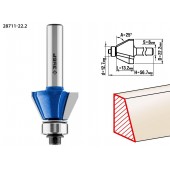 Фреза кромочная калевочная(фасочная) №9, D= 22,2мм, рабочая длина-13,2мм, угол наклона-25 градусов, хв.-8мм, d-12,7мм, ЗУБР 28711-22.2