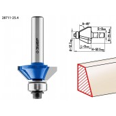 Фреза кромочная калевочная(фасочная) №9, D= 25,4мм, рабочая длина-9мм, угол наклона-45 градусов, хв.-8мм, d-12,7мм, ЗУБР 28711-25.4