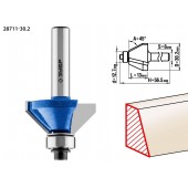 Фреза кромочная калевочная(фасочная) №9, D= 30,2мм, рабочая длина-13мм, угол наклона-45 градусов, хв.-8мм, d-12,7мм, ЗУБР 28711-30.2