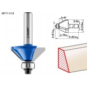 Фреза кромочная калевочная(фасочная) №9, D= 31,8мм, рабочая длина-13мм, угол наклона-45 градусов, хв.-8мм, d-12,7мм, ЗУБР 28711-31.8