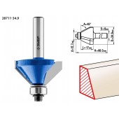 Фреза кромочная калевочная(фасочная) №9, D= 34,9мм, рабочая длина-17мм, угол наклона-45 градусов, хв.-8мм, d-12,7мм, ЗУБР 28711-34.9