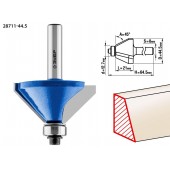 Фреза кромочная калевочная(фасочная) №9, D= 44,5мм, рабочая длина-21мм, угол наклона-45 градусов, хв.-8мм, d-12,7мм, ЗУБР 28711-44.5