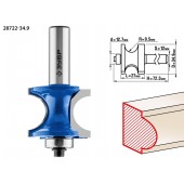 Фреза полустержневая с подшипником, D= 34,9мм, рабочая длина-27мм, радиус-9,5мм, хв.-12мм, d-12,7мм, ЗУБР 28722-34.9