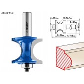 Фреза полустержневая с подшипником, D= 41,3мм, рабочая длина-35мм, радиус-12,7мм, хв.-12мм, d-12,7мм, ЗУБР 28722-41.3