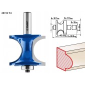 Фреза полустержневая с подшипником, D= 54мм, рабочая длина-43,5мм, радиус-17,5мм, хв.-12мм, d-12,7мм, ЗУБР 28722-54