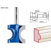 Фреза полустержневая, D= 28,6мм, рабочая длина-25мм, радиус-6,3мм, хв.-8 мм, ЗУБР 28723-28.6