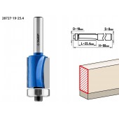 Фреза кромочная с нижним подшипником, D= 19мм, рабочая длина-25,4мм, хв.-8мм, d-19мм, ЗУБР 28727-19-25.4