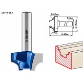 Фреза пазовая фасонная №1, D= 25,4мм, рабочая длина-14мм, радиус-6,3мм, хв.-8 мм, ЗУБР 28740-25.4