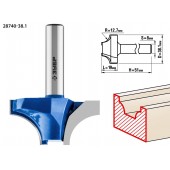 Фреза пазовая фасонная №1, D= 38,1мм, рабочая длина-19мм, радиус-12,7мм, хв.-8 мм, ЗУБР 28740-38.1