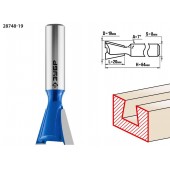 Фреза пазовая фасонная "Ласточкин Хвост", D= 19мм, рабочая длина-20мм, обратный угол-7 градусов, хв.-8 мм, ЗУБР 28748-19