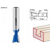 Фреза пазовая фасонная "Ласточкин Хвост", D= 9,5мм, рабочая длина-10мм, обратный угол-9 градусов, хв.-8 мм, ЗУБР 28748-9.5