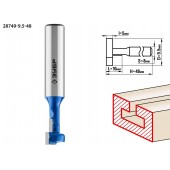 Фреза пазовая Т-образная №1, D= 9,5мм, общая длина-48мм, рабочая длина-10мм, хв.-8 мм, ЗУБР 28749-9.5-48