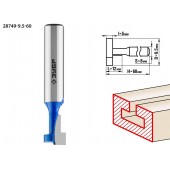 Фреза пазовая Т-образная №1, D= 9,5мм, общая длина-48мм, рабочая длина-12мм, хв.-8 мм, ЗУБР 28749-9.5-60