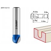 Фреза пазовая галтельная, D= 6,4мм, рабочая длина-13мм, радиус-3,2мм, хв.-8 мм, ЗУБР 28751-6.4-13