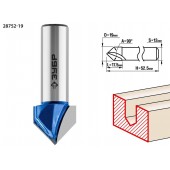Фреза пазовая галтельная V-образная, D= 19мм, рабочая длина-17,5мм, угол-90° градусов, хв.-12 мм, ЗУБР 28752-19