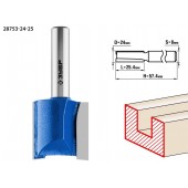 Фреза пазовая прямая, D= 24мм, рабочая длина-25мм, хв.-8 мм, ЗУБР 28753-24-25