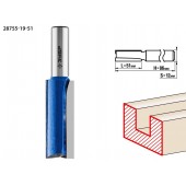 Фреза пазовая прямая с нижними подрезателями, D= 19мм, рабочая длина-51мм, хв.-12 мм, ЗУБР 28755-19-51