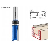 Фреза пазовая прямая с верхним подшипником, D= 19мм, рабочая длина-38мм, хв.-12мм, d-19мм, ЗУБР 28756-19-38-12