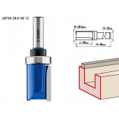 Фреза пазовая прямая с верхним подшипником, D= 28,6мм, рабочая длина-38мм, хв.-12мм, d-28,6мм, ЗУБР 28756-28.6-38-12