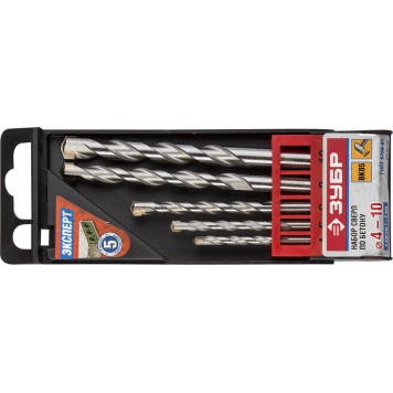 29140-H5 | Набор Сверла по бетону ударные, 4-5-6-8-10 мм, пластиковый бокс, 5 шт, ЗУБР ПРОФЕССИОНАЛ-0