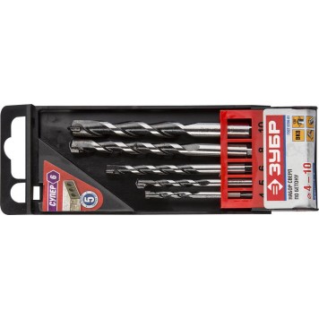 2916-H5 | Набор Свёрла по бетону, ударные, с шестигранным хвостовиком, 4; 5; 6; 8; 10мм, 5шт, Супер-6, ЗУБР ПРОФЕССИОНАЛ-0