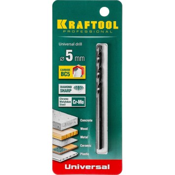 29172-090-5_z01 | Сверло по бетону, металлу, дереву, 5 х 90 мм, KRAFTOOL UNIVERSAL-PROFESSIONAL-2