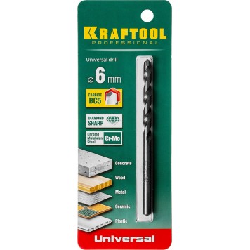29172-100-6_z01 | Сверло по бетону, металлу, дереву, 6 х 100 мм, KRAFTOOL UNIVERSAL-PROFESSIONAL-2