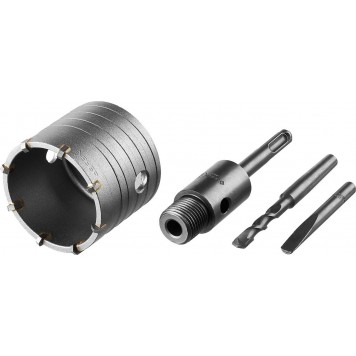 2918-65_z01 | Коронка буровая, коническая посадка центрирующего сверла, SDS-Plus хвостовик, в сборе, 65мм, ЗУБР-3