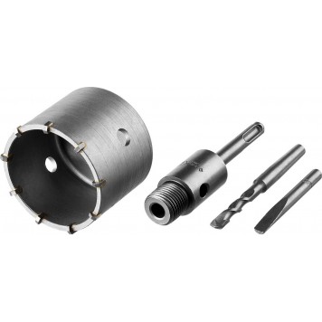 2918-73_z01 | Коронка буровая, коническая посадка центрирующего сверла, SDS-Plus хвостовик, в сборе, 73мм, ЗУБР-3