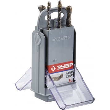 2922-H6-SB | Набор ударных сверл по бетону, 4, 5, 6х2шт, 8, 10мм, 6шт в супер боксе, ЗУБР МАСТЕР-0