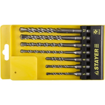 2930-H7 | Набор буров SDS-plus 7 шт: 5 x 110, 6 x 110, 8 x 110, 6 x 160, 8 x 160, 10 x 160, 12 x 160 мм, STAYER PROFESSIONAL-0