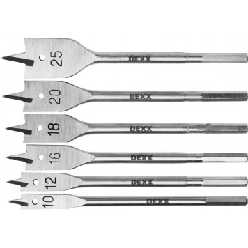 2945-H6 | Набор сверл по дереву перовых, 6шт(10-25мм), шестигранный хвостовик, DEXX-0