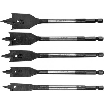 29505-H5 | Набор перовых сверл по дереву, 5 шт(d=12-25 мм), с боковыми подрезателями, ЗУБР МАСТЕР-0