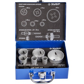 29531-H6-2 | Набор: Коронки биметаллические, глубина сверления до 38мм, d 22,25,35,40,51,67мм, ЗУБР ЭКСПЕРТ-0