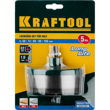 29584-H5-32 | Пила сегментная наборная по дереву, 5 полотен: 68-74-80-90-100x32 мм, KRAFTOOL-1