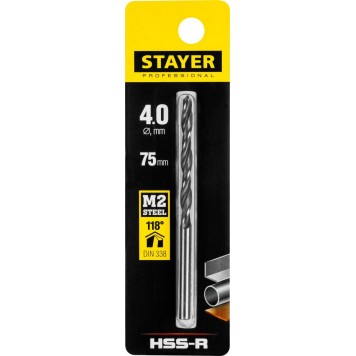 29602-4 | Сверло по металлу HSS-R, сталь М2(S6-5-2), DIN 338, d=4,0 мм, STAYER PROFESSIONAL-1
