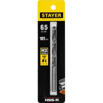 29602-6.5 | Сверло по металлу HSS-R, сталь М2(S6-5-2), DIN 338, d=6,5 мм, STAYER PROFESSIONAL-1