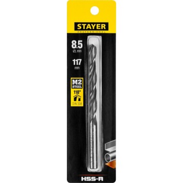 29602-8.5 | Сверло по металлу HSS-R, сталь М2(S6-5-2), DIN 338, d=8,5 мм, STAYER PROFESSIONAL-1