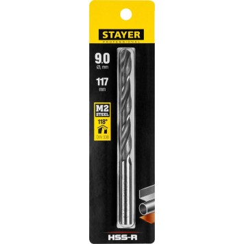 29602-9 | Сверло по металлу HSS-R, сталь М2(S6-5-2), DIN 338, d=9,0 мм, STAYER PROFESSIONAL-1