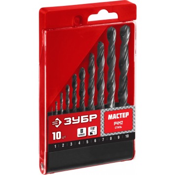 29605-H10 | Набор сверл по металлу 10 шт (d=1-10 мм), быстрорежущая сталь, класс В, ЗУБР МАСТЕР-3