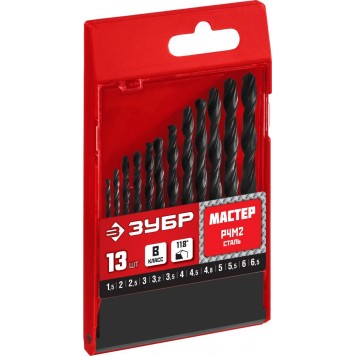 29605-H13 | Набор сверл по металлу 13 шт (d=1,5-6,5 мм), быстрорежущая сталь, класс В, ЗУБР МАСТЕР-3