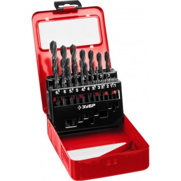 29605-H19 | Набор сверл по металлу 19 шт (d=1-10 мм), быстрорежущая сталь, класс В, ЗУБР МАСТЕР-0