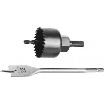 29605-H3 | Набор Для врезки замков:коронка, перьевое сверло, державка, 48/22мм, STAYER MASTER-0