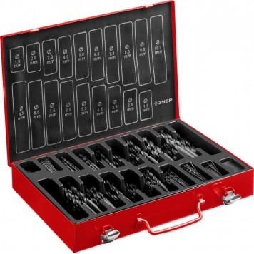 29605-H370 | Набор сверл по металлу 370 шт (d=1-10 мм), быстрорежущая сталь, класс В, ЗУБР МАСТЕР-0