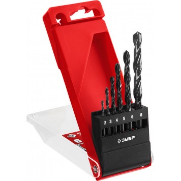 29605-H6 | Набор сверл по металлу 6 шт (d=2-8 мм), быстрорежущая сталь, класс В, ЗУБР МАСТЕР-0