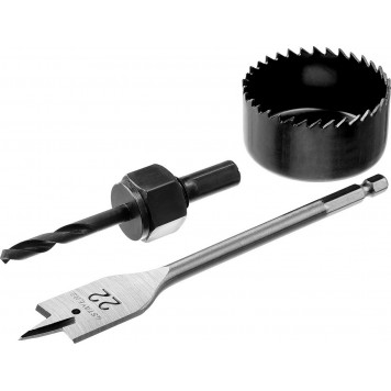 29606-H3 | Набор Для врезки замков:коронка, перьевое сверло, державка, 54/22мм, STAYER MASTER-2