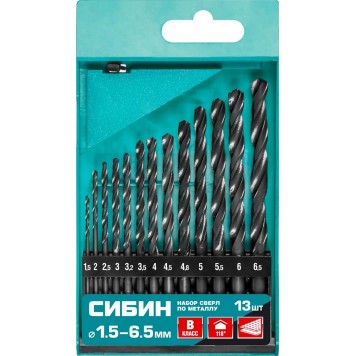 29610-H13 | Набор сверл по металлу 13 шт (d=1,5-6,5 мм), Класс В, СИБИН-0