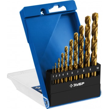 29615-H10 | Набор сверл по металлу 10 шт (d=1-10 мм), сталь Р6М5, класс А, Титан, ЗУБР ПРОФЕССИОНАЛ-0