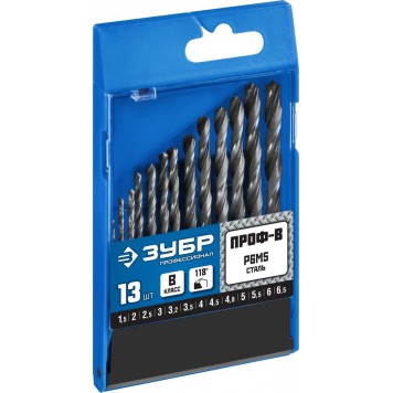 29621-H13 | Набор сверл по металлу 13 шт (d=1,5 - 6,5 мм), Проф-В, ЗУБР ПРОФЕССИОНАЛ-3