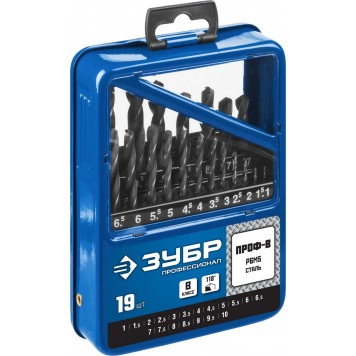29621-H19 | Набор сверл по металлу 19 шт (d=1 - 10 мм), Проф-В, ЗУБР ПРОФЕССИОНАЛ-3